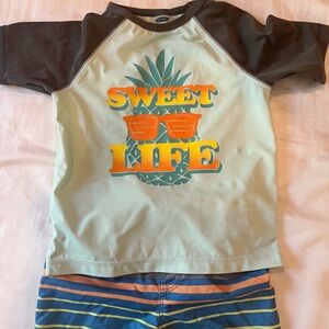Old Navy Kids Swim Rashguard Set - Gray and Green